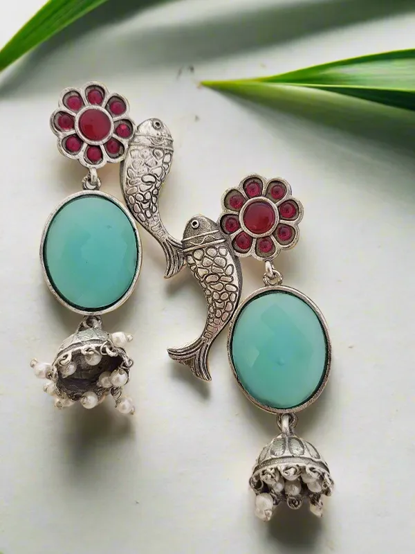 Oxidized_Fish_motif_earrings