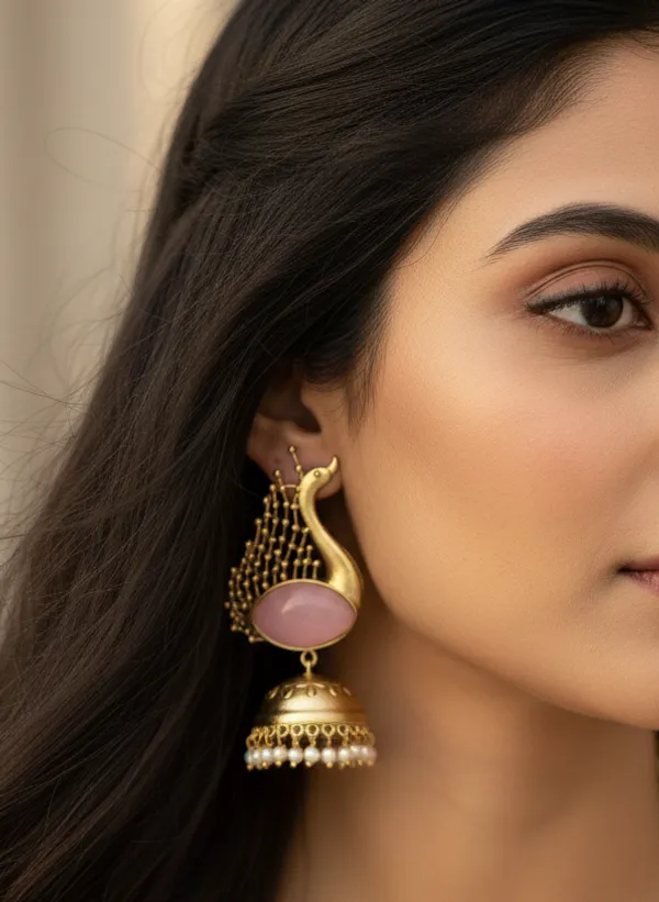 Peacock_Motif_Jhumkas_In_Gold_Finish