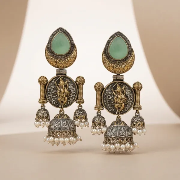 Oxidised_Ganpatiji_Motif_Earrings