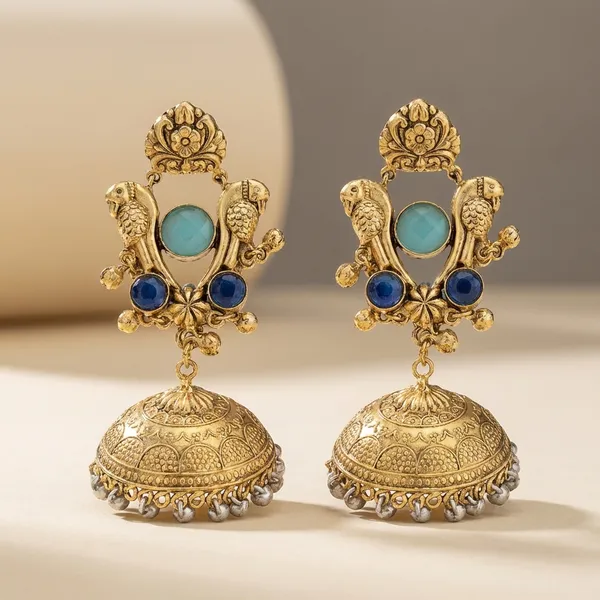 Gold_Toned_Parrot_Jhumka_Earrings