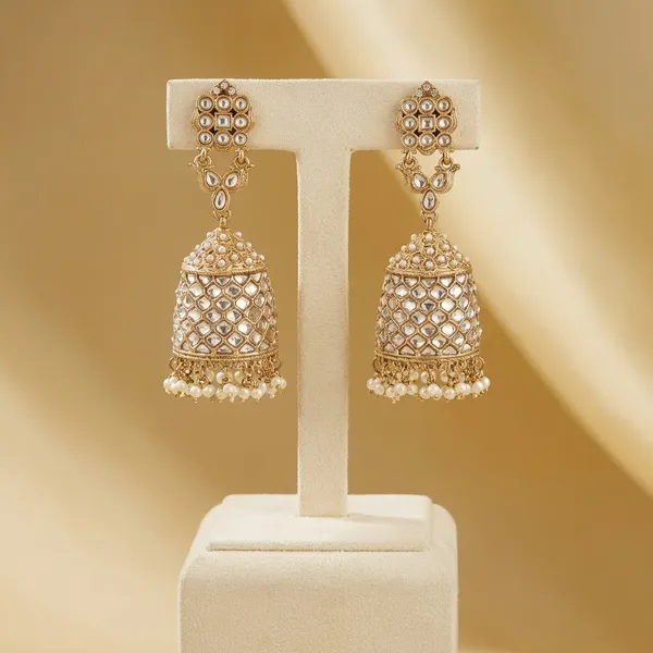 Antique_Gold_Polki_Stone_Jhumkas_White