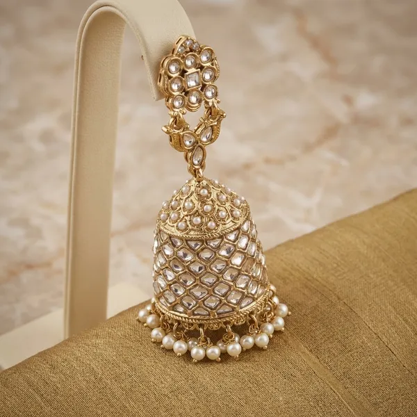 Antique_Gold_Polki_Stone_Jhumkas_White