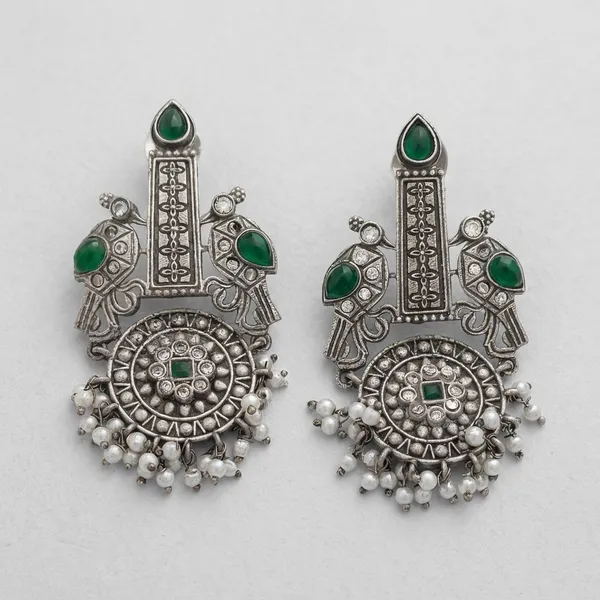 Oxidized_Peacock_Motif_Long_Earrings.