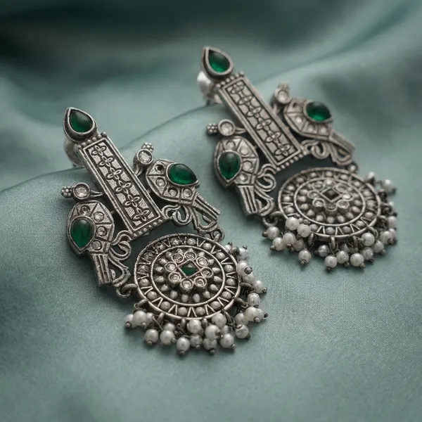 Oxidized_Peacock_Motif_Long_Earrings.