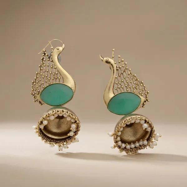 Peacock_Motif_Jhumkas_In_Gold_Finish