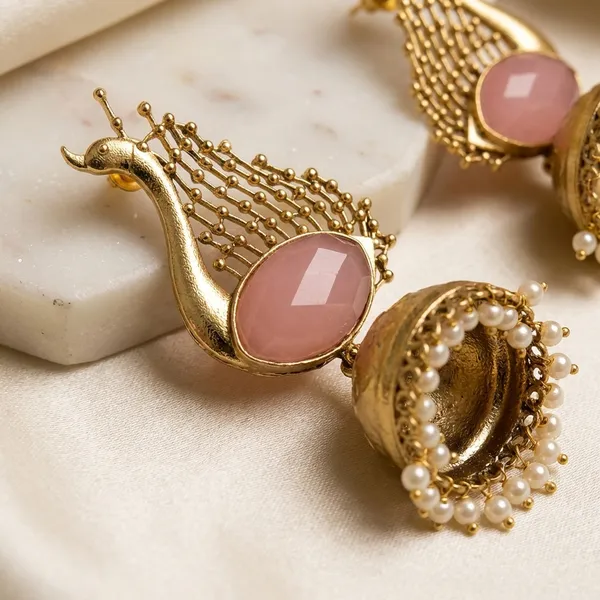Peacock_Motif_Jhumkas_In_Gold_Finish