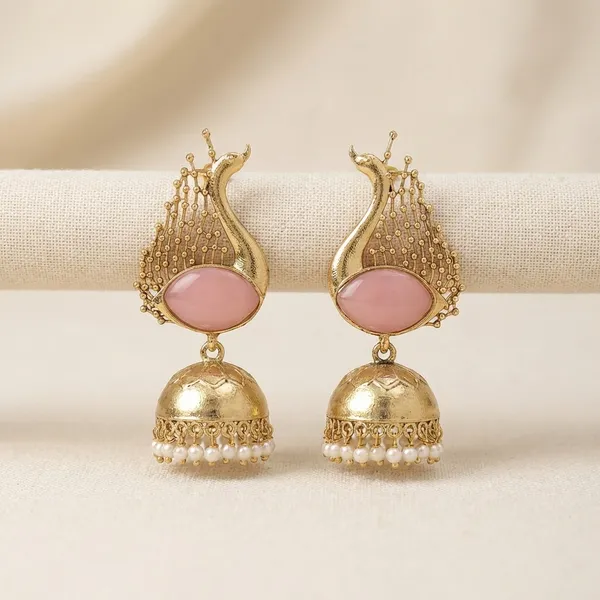 Peacock_Motif_Jhumkas_In_Gold_Finish