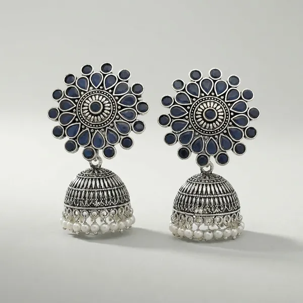 Oxidized_Floral_Motif_Earrings