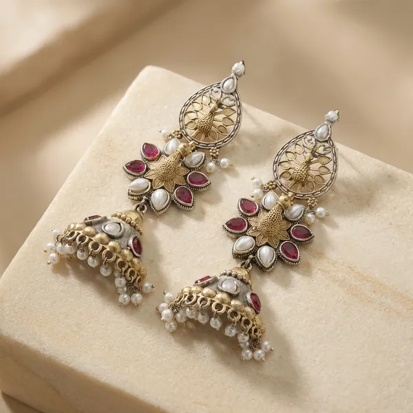 Oxidized_Peacock_Motif_Long_Earrings