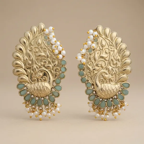 Peacock_Motif_Earrings_In_Gold_Finish