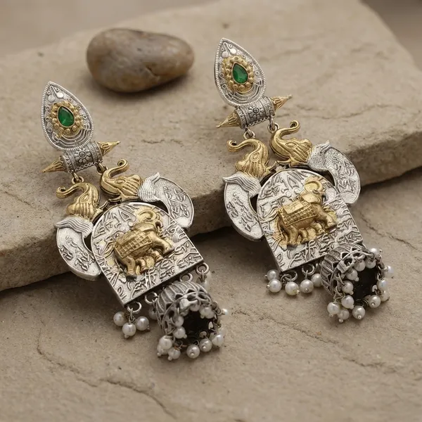 Oxidized_Elephant_Jhumka_Earrings