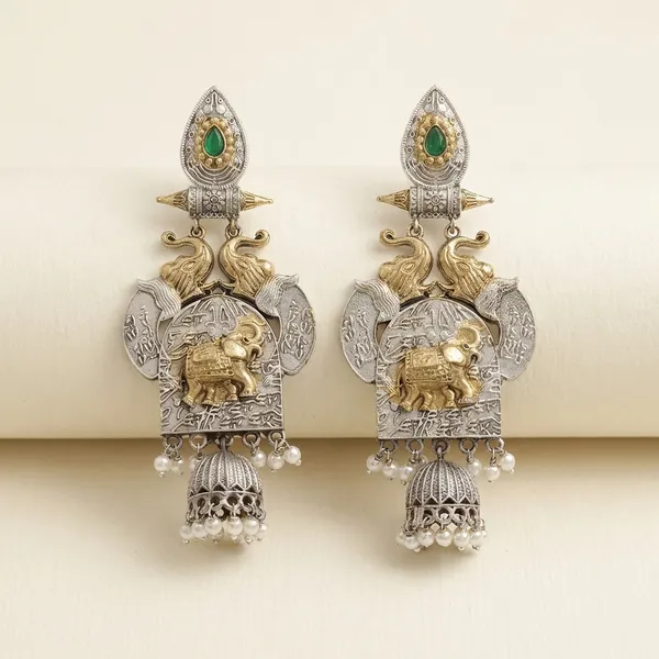 Oxidized_Elephant_Jhumka_Earrings