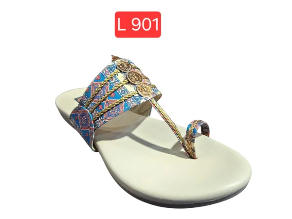 Embellished_Peacock_Design_Kolhapuri_Sandal_-_Golden_Multicolor