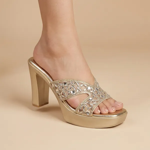 Stylish_Embellished_Party_Wear_Wedge_Heels_for_Women_-_Set_of_2_Pairs