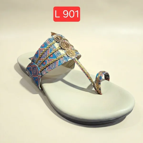 Embellished_Peacock_Design_Kolhapuri_Sandal_-_Golden_Multicolor