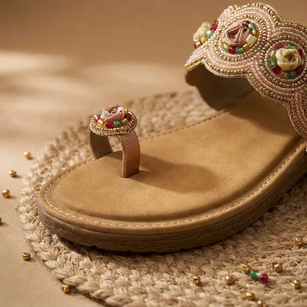 Elegant_Golden_Kolhapuri_Chappal_with_Colorful_Stone_Embellishments