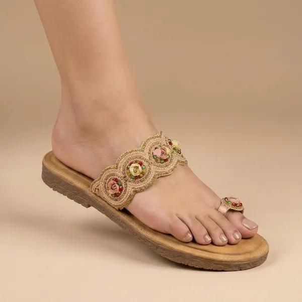 Elegant_Golden_Kolhapuri_Chappal_with_Colorful_Stone_Embellishments