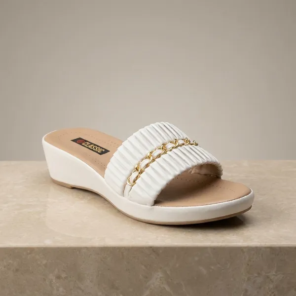 Women's_White_Textured_Slide_Sandals_with_Golden_Chain_Detail