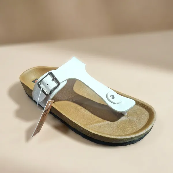 White_T-Strap_Cork_Footbed_Sandals_with_Buckle_Closure