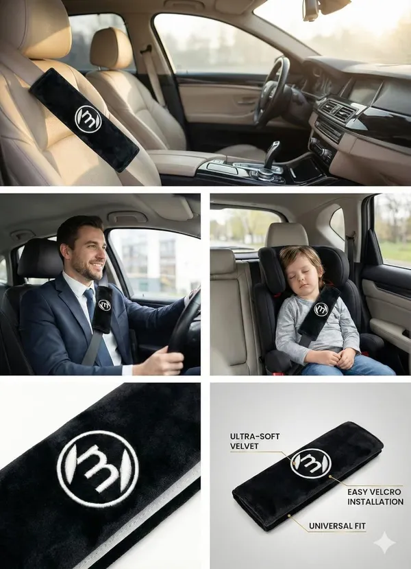 Black_Polyester_Foam_Cushioning_And_Synthetic_Leather_Trim_Seat_Belt_Pad_For_Car