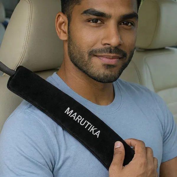 Black_Polyester_Foam_Cushioning_And_Synthetic_Leather_Trim_Seat_Belt_Pad_For_Car
