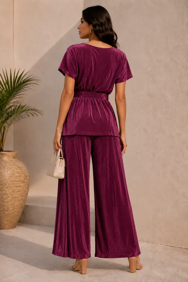 UnFold_||_Womens_Premium_Pleated_Party_Wear_Co-ord_Set_||_Stylish_&_Elegant_Lounge_Wear_With_Waist_Belt