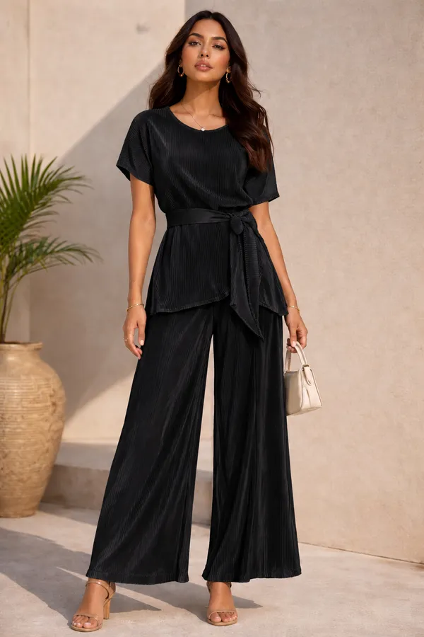 UnFold_||_Womens_Premium_Pleated_Party_Wear_Co-ord_Set_||_Stylish_&_Elegant_Lounge_Wear_With_Waist_Belt