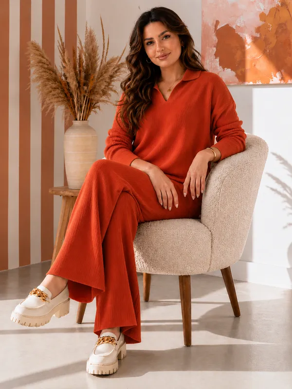 UnFold_||_Womens_Premium_Co-ord_Set_||_Stylish_Collar_T-Shirt_&_Full_Track_Combo_||_Casual_+_Lounge_Wear