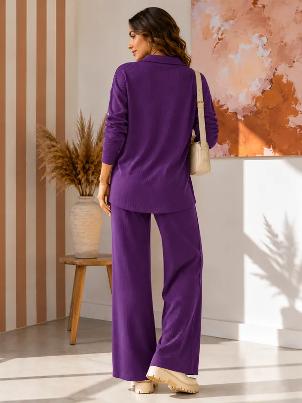 UnFold_||_Womens_Premium_Co-ord_Set_||_Stylish_Collar_T-Shirt_&_Full_Track_Combo_||_Casual_+_Lounge_Wear