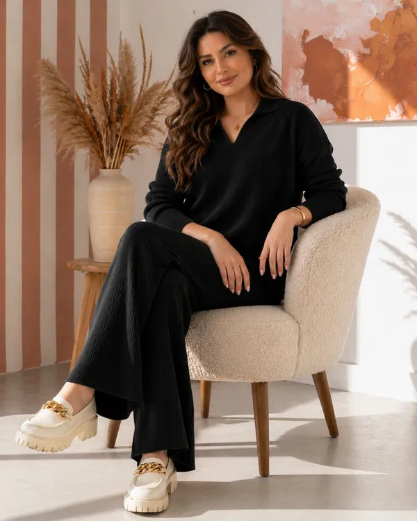 UnFold_||_Womens_Premium_Co-ord_Set_||_Stylish_Collar_T-Shirt_&_Full_Track_Combo_||_Casual_+_Lounge_Wear