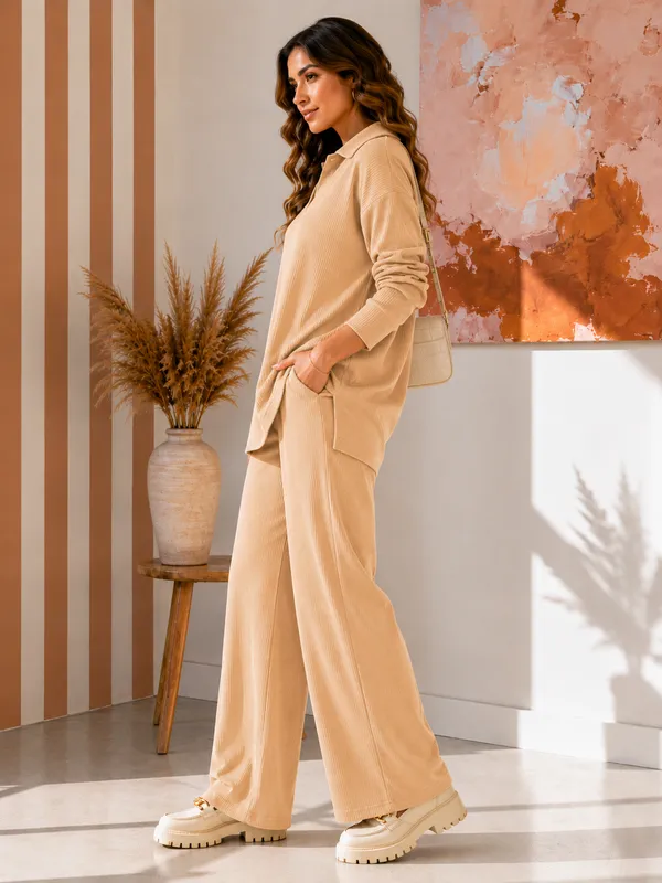 UnFold_||_Womens_Premium_Co-ord_Set_||_Stylish_Collar_T-Shirt_&_Full_Track_Combo_||_Casual_+_Lounge_Wear
