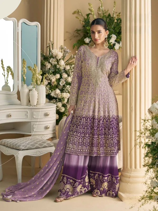 Lavender_And_Gold_Embroidered_Sharara_Suit_Set