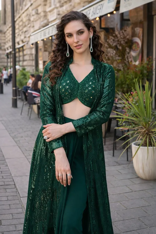 Emerald_Green_Sequin_Embellished_Cut_Out_Maxi_Dress_With_Long_Sleeves