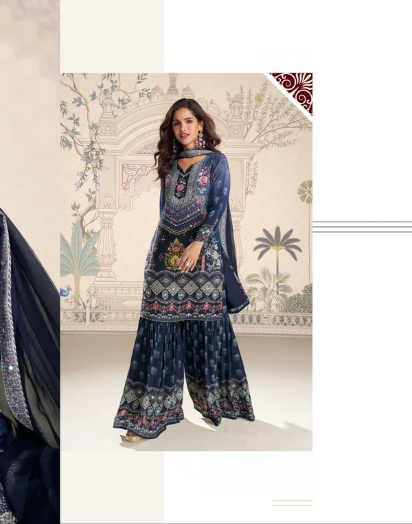 Navy_Blue_Embroidered_Sharara_Suit_Set_With_Floral_Design