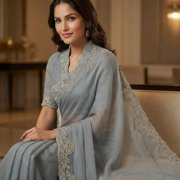Grey_Elegant_Saree_With_Embellished_Border