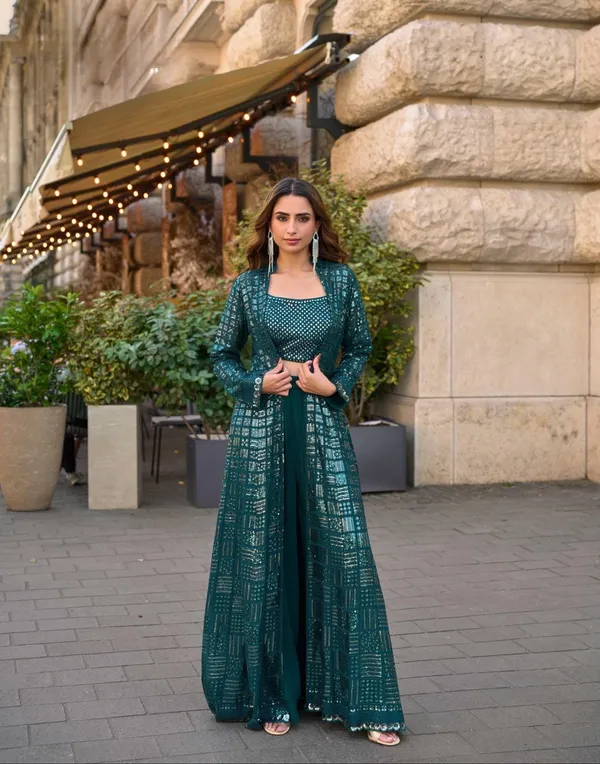 Emerald_Green_Sequin_Embellished_Lehenga_Set_With_Long_Jacket