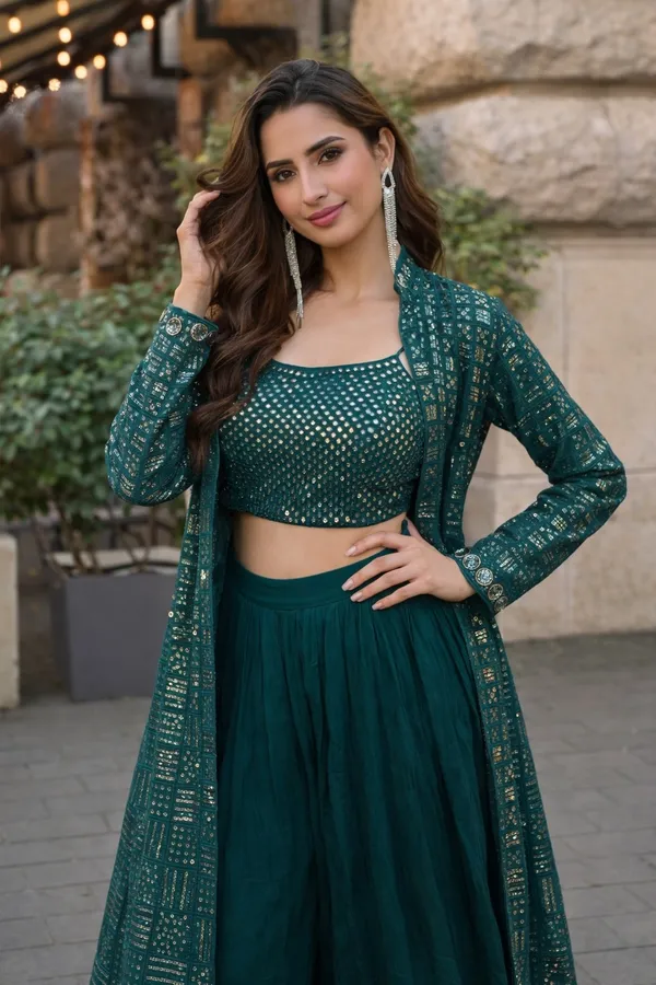 Emerald_Green_Sequin_Embellished_Lehenga_Set_With_Long_Jacket