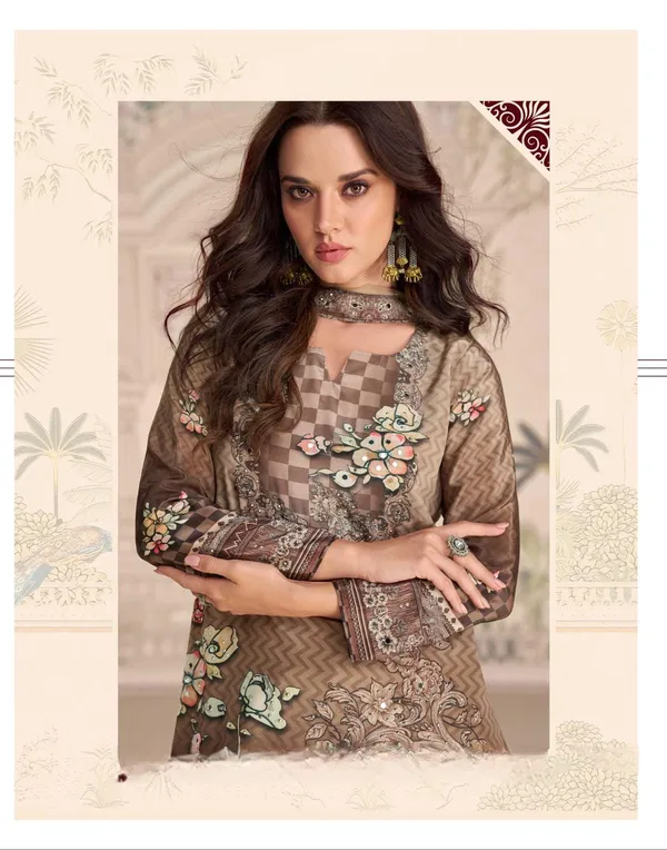 Brown_Embroidered_Checkered_Ethnic_Suit_Set_With_Floral_Embellishments