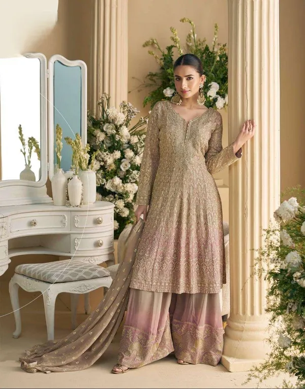 Golden_Beige_Elegant_Embroidered_Anarkali_Suit_With_Palazzo_And_Dupatta_Set