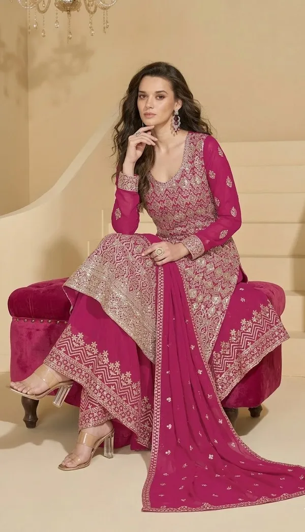 Magenta_Pink_Embroidered_Georgette_Salwar_Suit_With_Dupatta