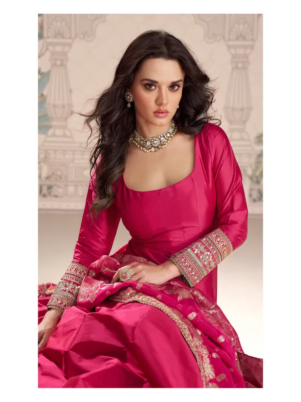 Pink_Embroidered_Silk_Lehenga_Choli_With_Banarasi_Dupatta_-_Ethnic_Wedding_Wear