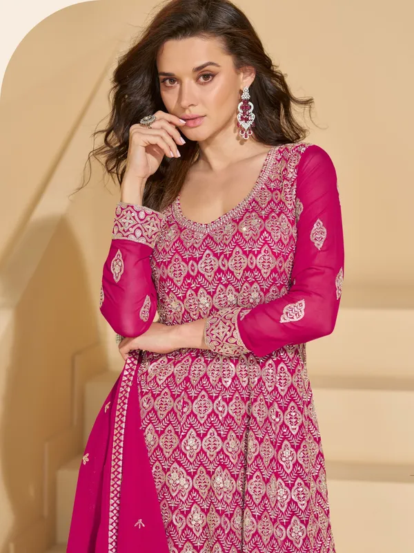 Magenta_Pink_Embroidered_Georgette_Salwar_Suit_With_Dupatta