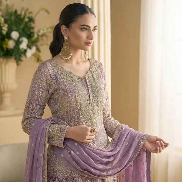 Lavender_And_Gold_Embroidered_Sharara_Suit_Set