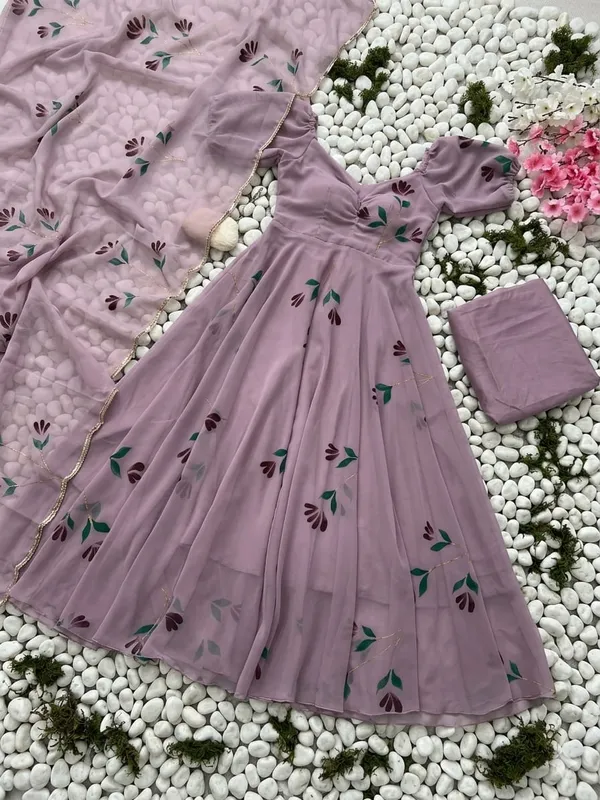 Lavender_Floral_printed_Anarkali_Suit_With_Dupatta