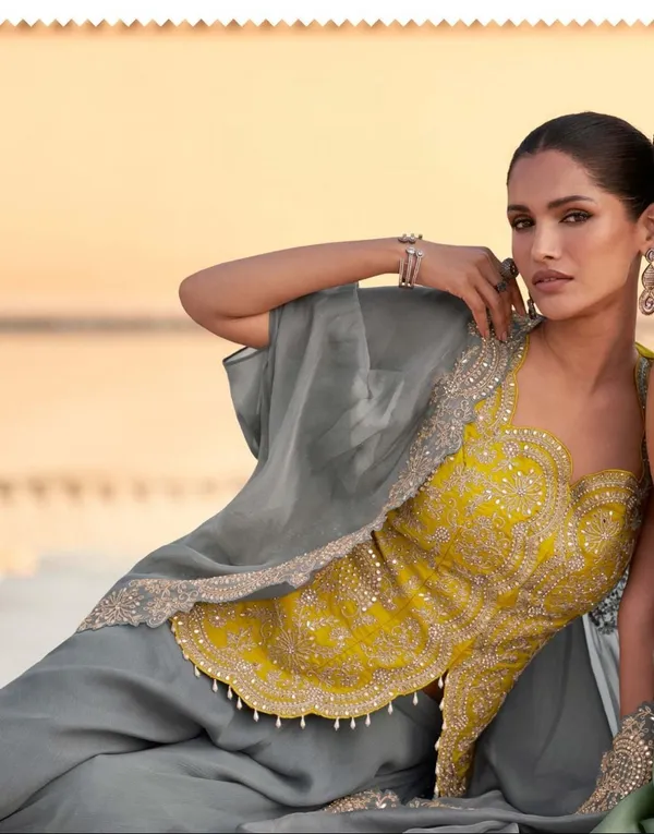 Yellow_Embroidered_Suit_With_Grey_Dupatta_-_Traditional_Indian_Ethnic_Wear