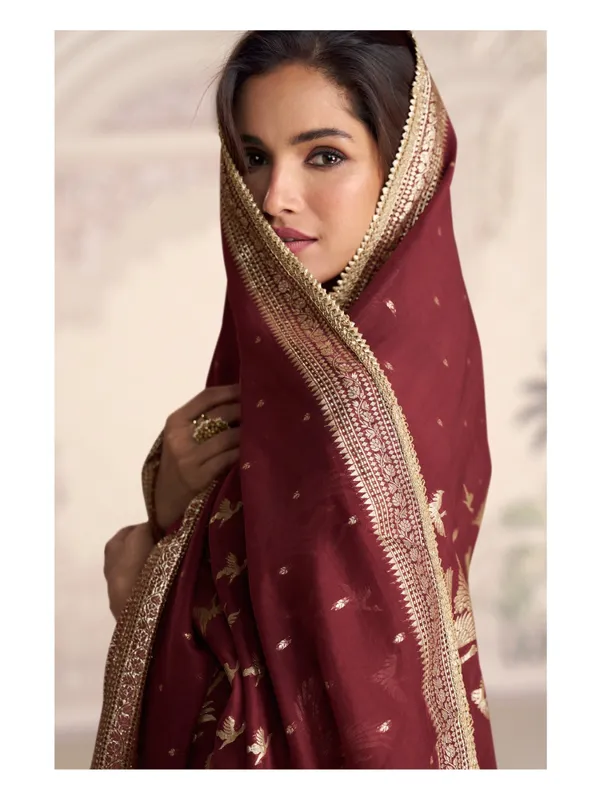 Maroon_Anarkali_Gown_With_Embroidered_Dupatta