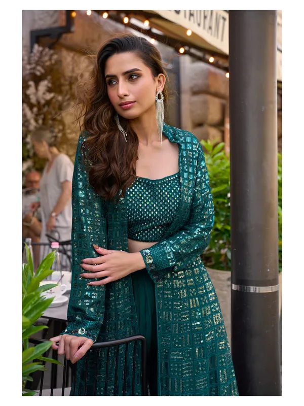 Emerald_Green_Sequin_Embellished_Lehenga_Set_With_Long_Jacket