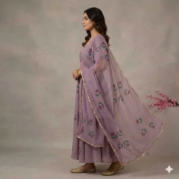 Lavender_Floral_printed_Anarkali_Suit_With_Dupatta