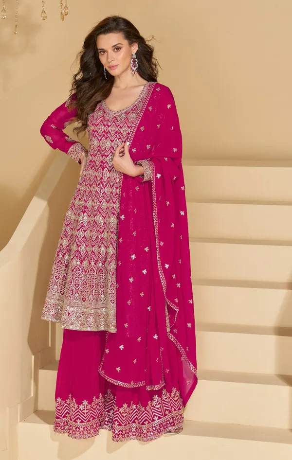 Magenta_Pink_Embroidered_Georgette_Salwar_Suit_With_Dupatta