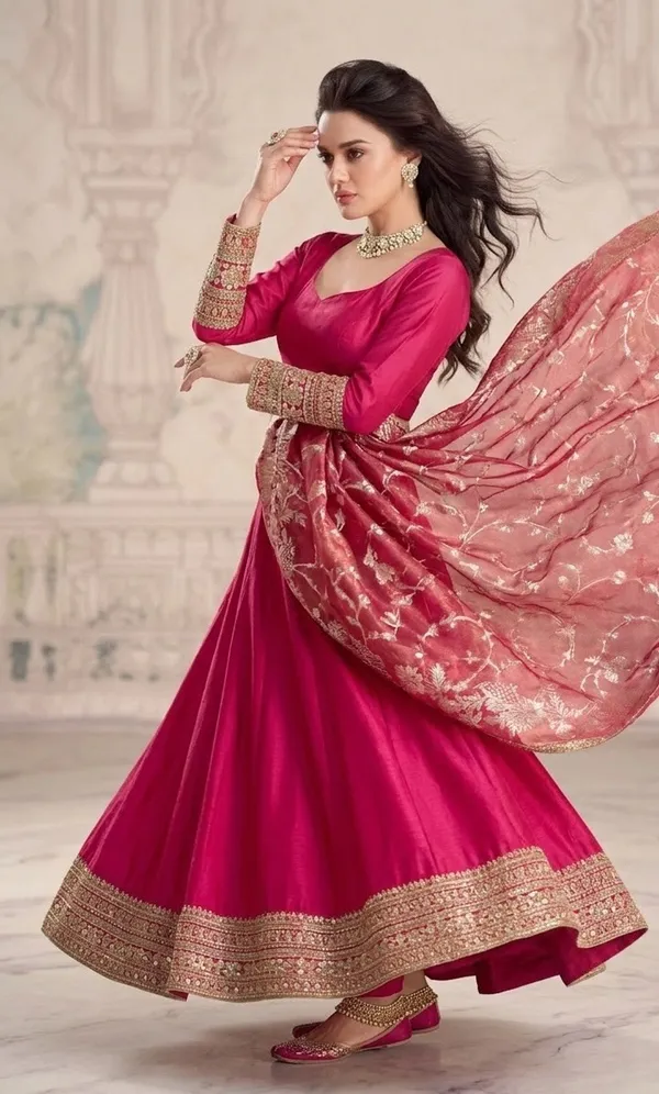 Pink_Embroidered_Silk_Lehenga_Choli_With_Banarasi_Dupatta_-_Ethnic_Wedding_Wear